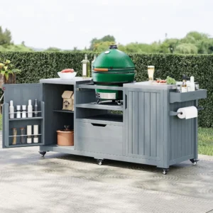 Outdoor Rolling Kitchen Island with Stainless Steel Top