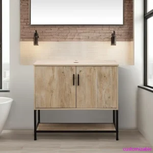 Rustic Oak 36 Inch Bathroom Vanity with Sink