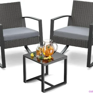3 Piece Wicker Patio Furniture Set, Outdoor Rocking Chairs