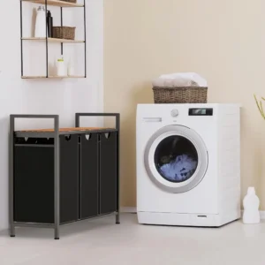 3-Section Fabric Laundry Hamper with Removable Bags