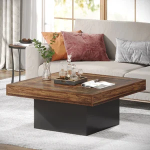 Coffee Table for Living Room Rustic Brown & Black